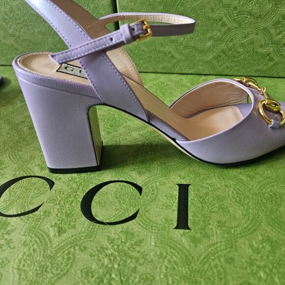 GUCCI Women's Mid-heel Sandal With Horsebit In Yellow size 37 - Picture 10 of 11